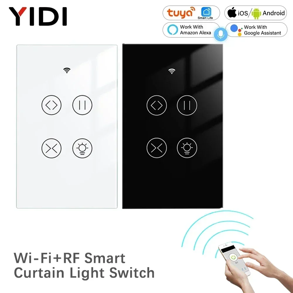 Tuya Smart WiFi RF433 Glass Panel Curtain Light Touch Switch Wireless Remote Voice Control work with Alexa Google Home Life App