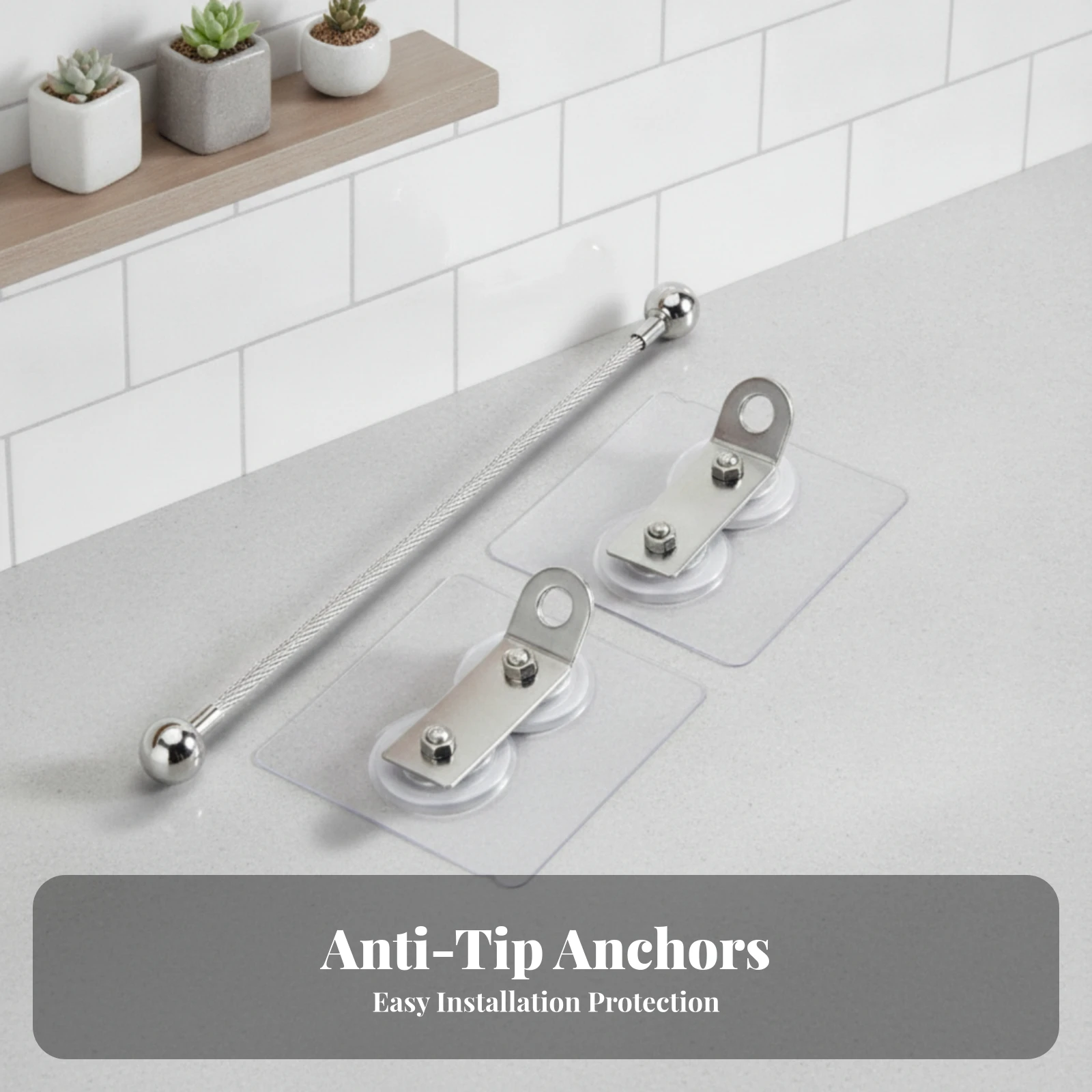 Furniture Wall Anchor with Cable Strong Furniture Anchor with Steel Cable Baby-Proofing Earthquake for Renters, Dresser