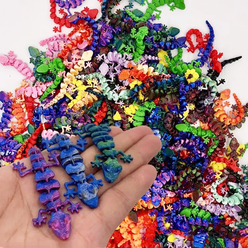 30PCS 3D Printed Gecko with Movable Joints - Fun Desk Toys, Random Colors, Cool Gift for Kids & Collectors