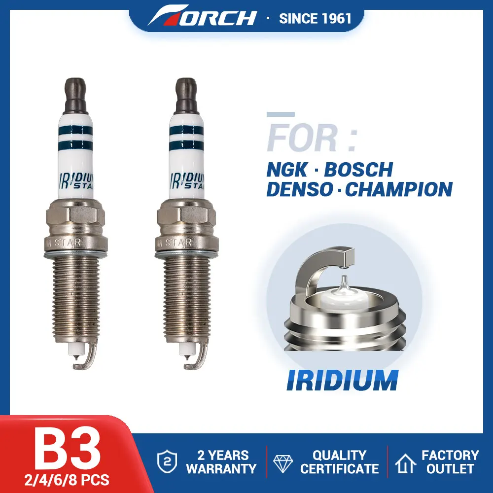 2-8PCS Replace for Champion CCH9010 REC12MCC4 for FR8SEX 0242230624 for Denso KH16TT Spark Plugs Torch KH6RKIP Iridium Candles