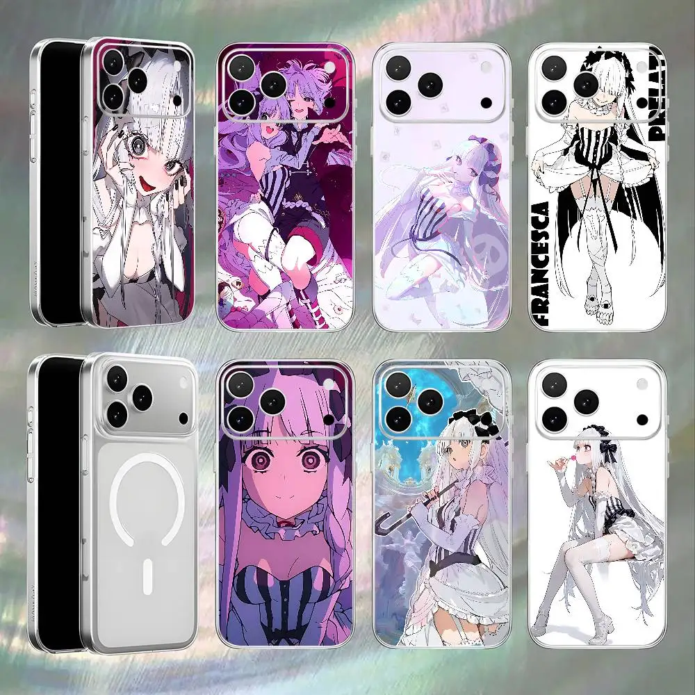 F-Francesca For iPhone 17,16,15,14,13,12,11,Pro,Max,Plus Magnetic Wireless Charging Transparent White Phone Case