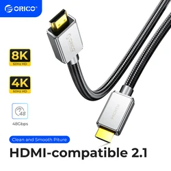 Kabel ORICO 8K kompatybilny z HDMI 2.1 8K @ 60Hz 48Gbps kabel cyfrowy bardzo wysoka prędkość dla PS5 PS4 TV, pudełko xbox eARC Dolby Atmos HDR