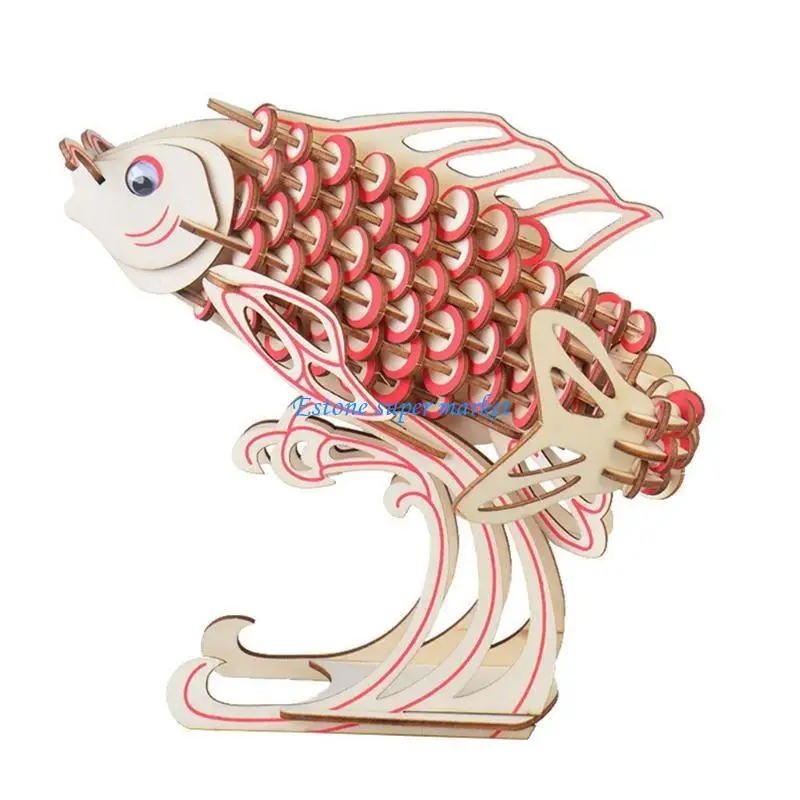 090B Vroege educatieve puzzel voor ontwikkeling hersenen kinderen 3D-puzzel DIY-model Vis