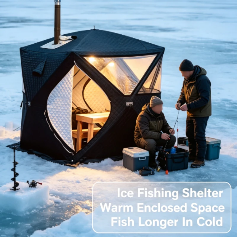 Insulated Winter Camping Tent With Stove Jack And Quilted Walls For Ice Fishing Outdoor Sauna Shelter Warm