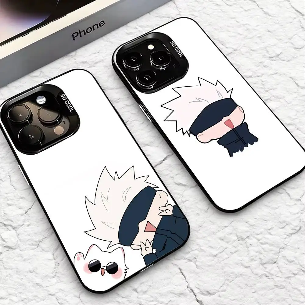 

S-Satoru G-Gojo Chibi For iPhone 16,15,14,13,12,11,8,7,Pro,Max,Plus,Mini,XS,SE Anti Fall Black Matte Hard