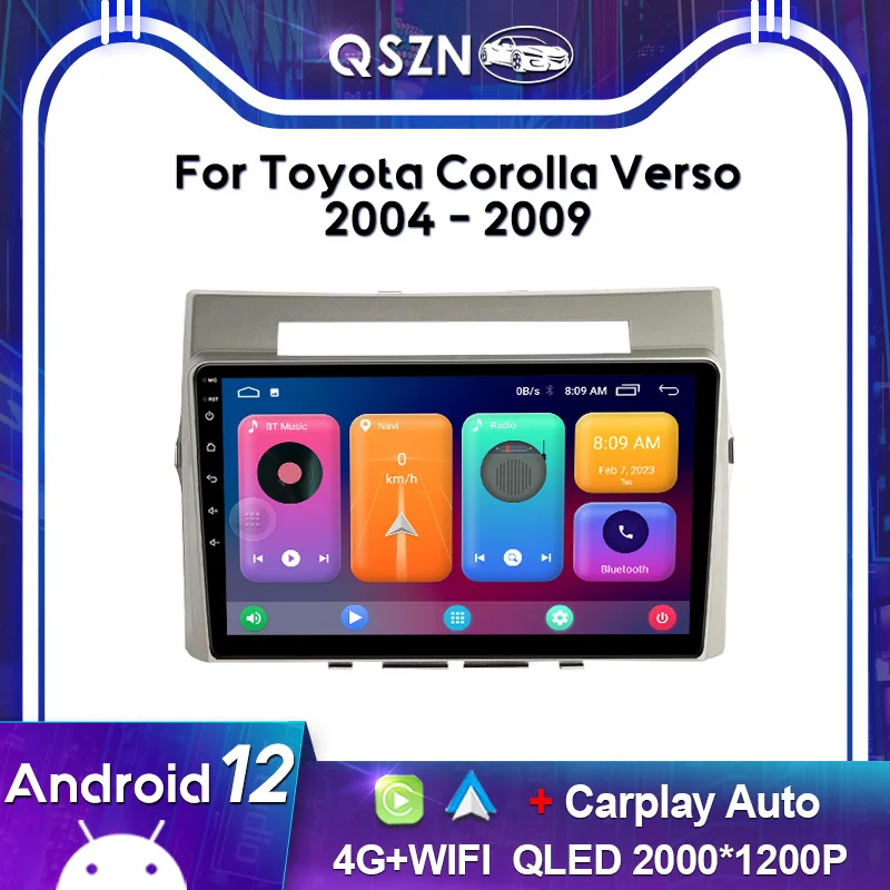 

QSZN 2K QLED For Toyota Corolla Verso 2004 - 2009 Car Radio Carplay GPS 4G Multimedia Video Player Head Unit Autoradio Stereo