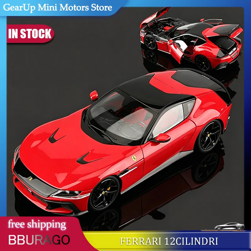 

In Stock Bburago 1:18 Ferrari 12 Cilindri Classic Standard Red Diecast Alloy Sports Car Model Collectible Desktop Gift