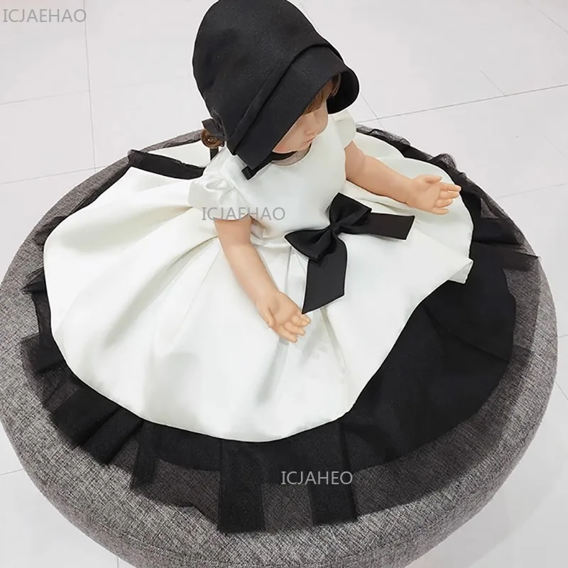2026 Korean Baby Girl First Birthday Dress Satin Tutu Princess Gown Celebration Party Outfit Children Pageant Formal Attire view 6