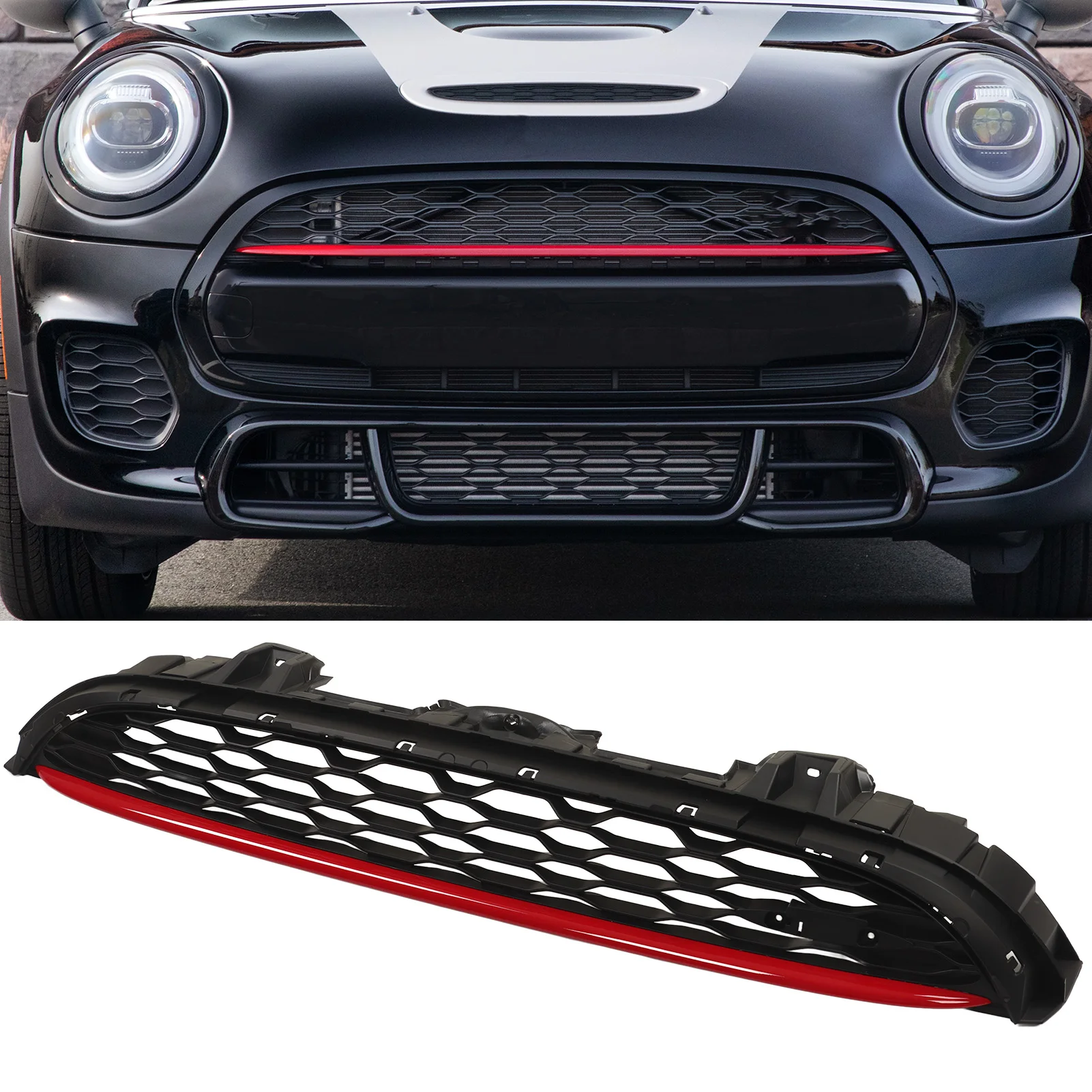 51119879291 JCW 프론트 범퍼 그릴 레드 스트라이프: 미니 쿠퍼 F55/F56/F57 JCW 2014~2021 모델에 최적화된 레이싱 그릴 리뷰