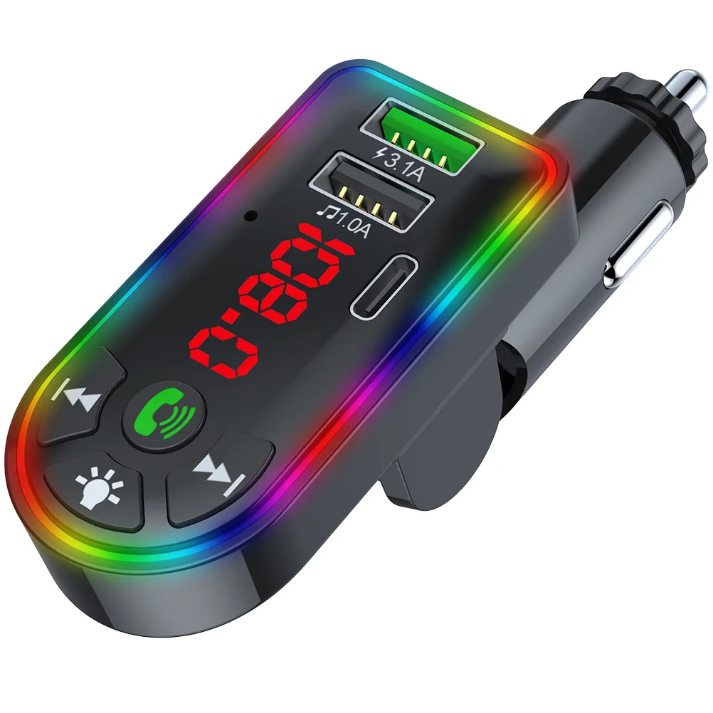 

Car Mp3 Player Wireless Fm Transmitter Stereo Adapter 7 Colors Audio Dual USB 3 1A Outputs ABS Material Module