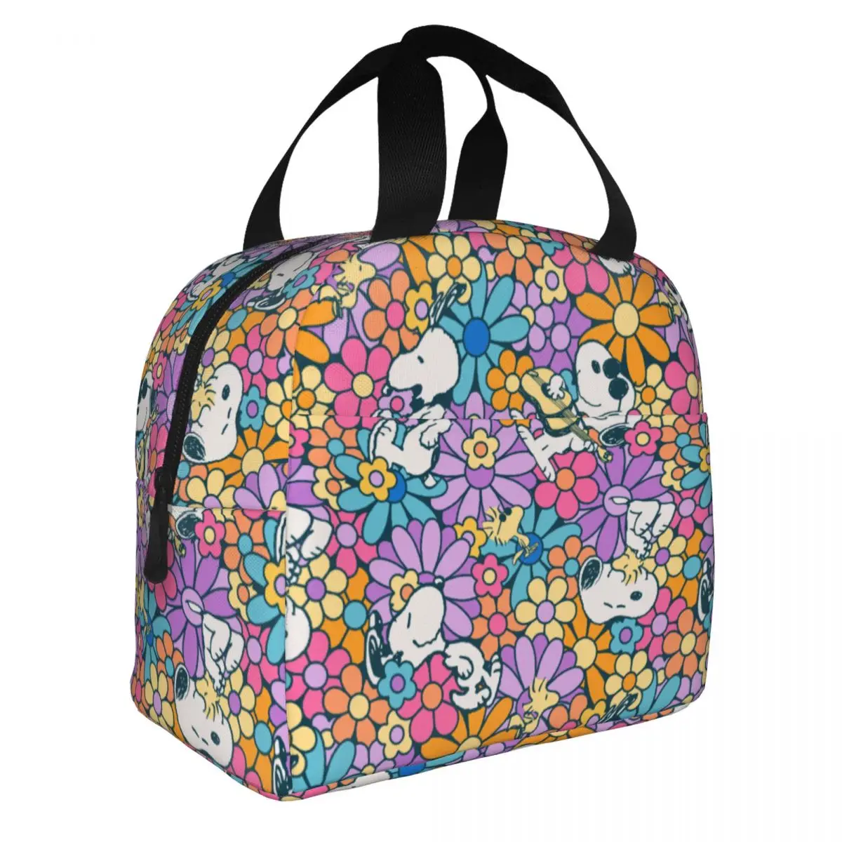 

Snoopys & Woodstock Flower Pattern Insulated Lunch Bag Large Meal Container Thermal Bag Tote Lunch Box Beach Picnic Men Women