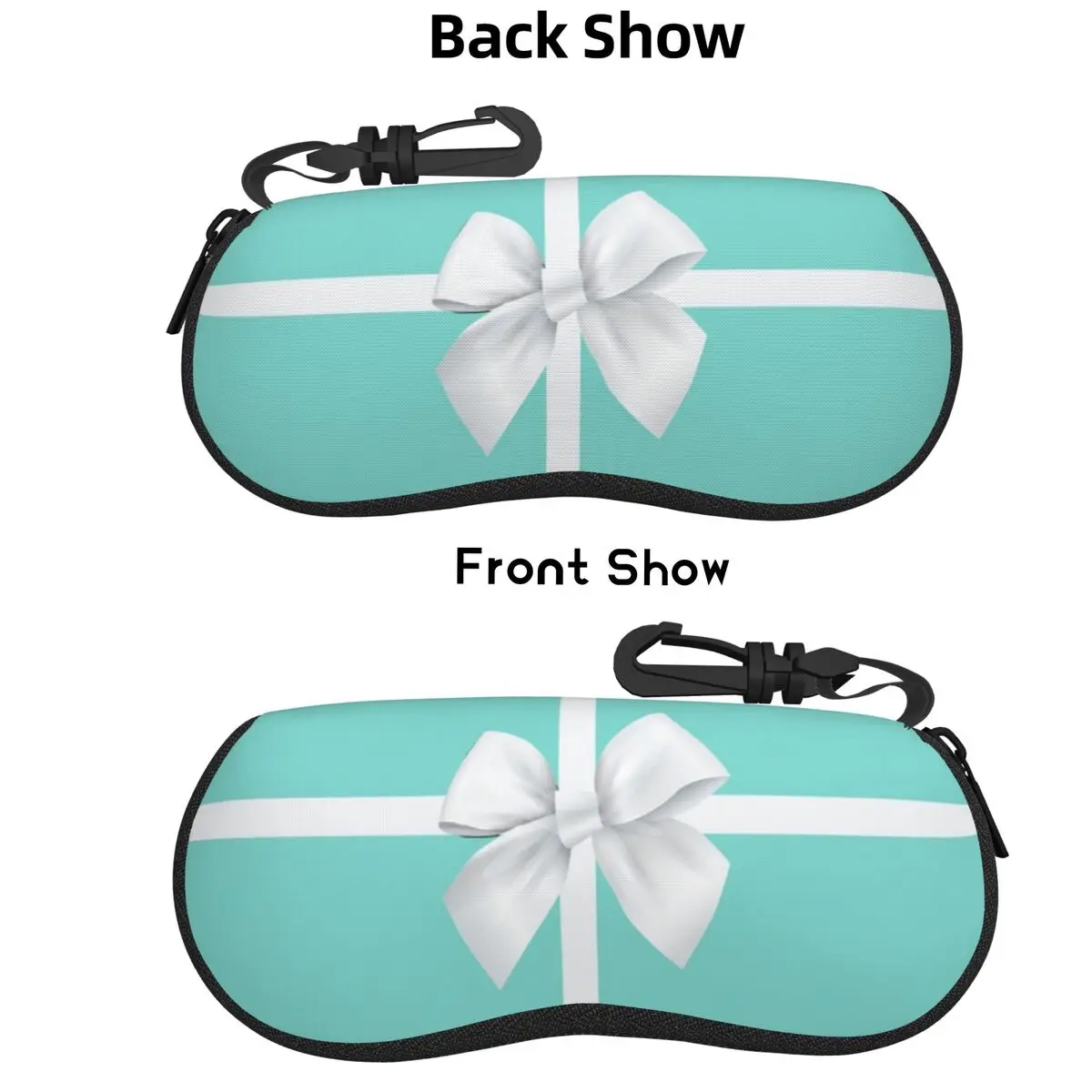

Turquoise Gift Box White Bow Shell Glasses Case Portable Sunglasses Box Women Men Soft Eyeglasses Bag Pouch