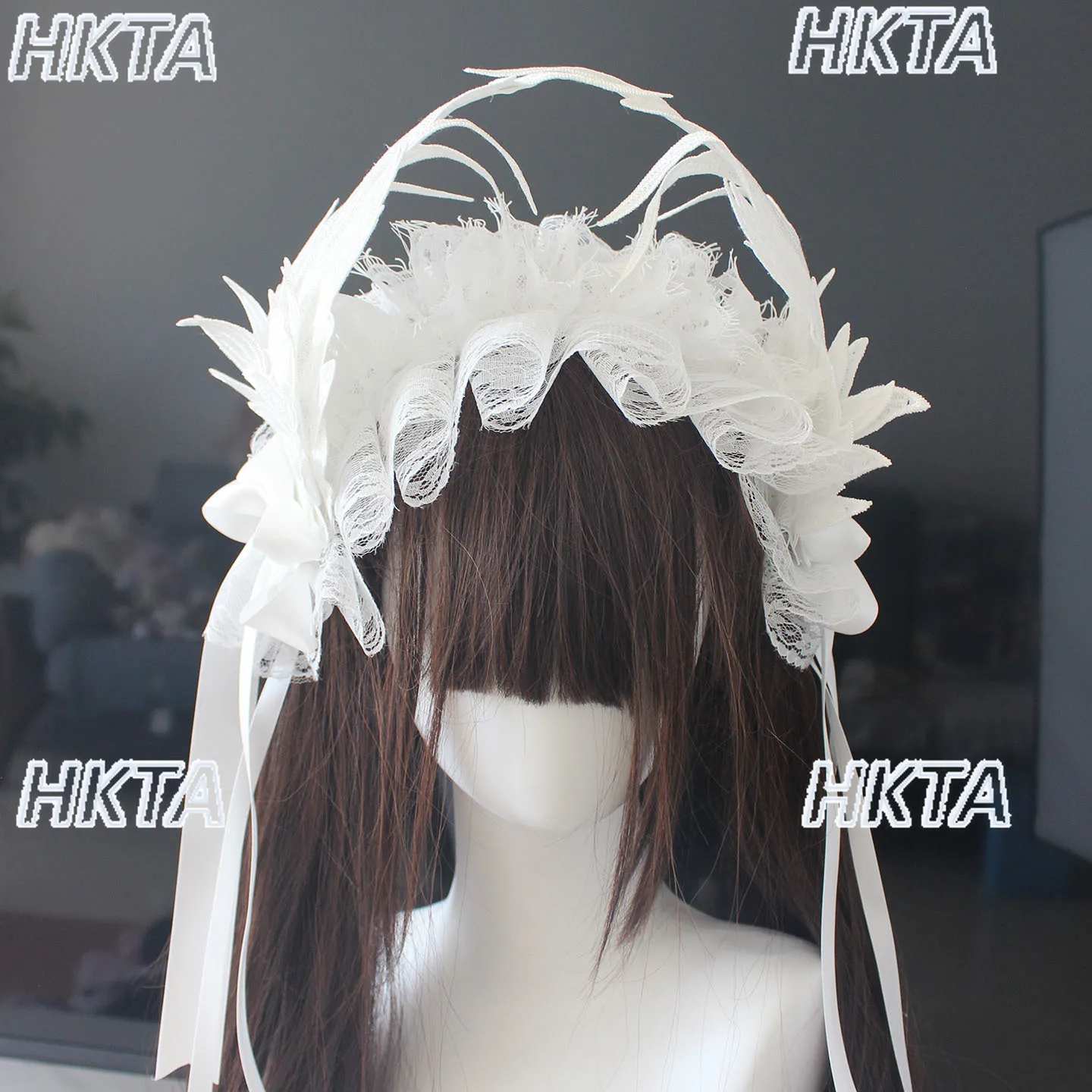 Kawaii 귀여운 미적 날개 꽃 머리띠 여자 여자 깃털 수제 로리타 작은 헤어 액세서리 클립 Y2k 코스프레 머리띠