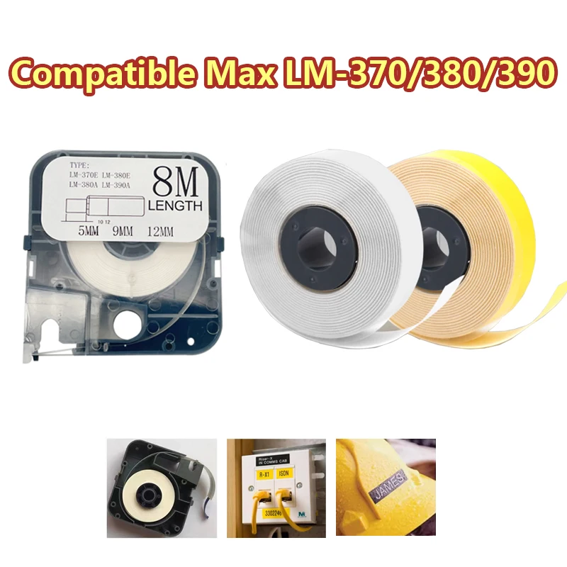 1PCS 6/9/12mm Label sticker paper 309Y 309W for MAX Electronic letatwin machine LM-370E/370A/380A/LM-390A