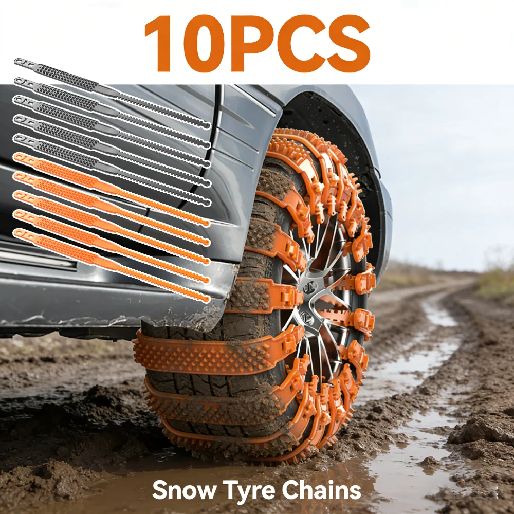 

10 шт., универсальные снежные цепи шириной 165-275 мм, автомобильные снежные цепи, противоскользящие завязки на молнии, зимние цепи для зимнего вождения, грязевые