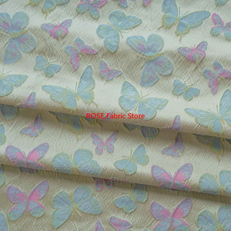 1 Meter langer Schmetterlings-eleganter Jacquard-Brokatstoff für Damen, Kleid, Handtasche, dekorativer Nähstoff