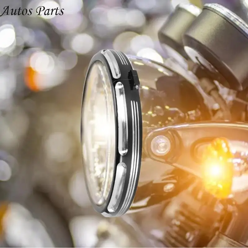 57BA 7 بوصة محامي المصابيح الأمامية غطاء الأمامي من الألومنيوم غطاء الأمامي الزخرفي تغطية إكسسوارات الدراجات النارية للدراجات #3