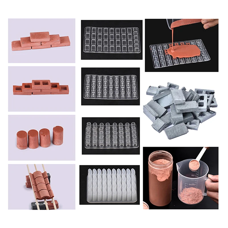 1Pc Sand Table Building Making Mini Brick Silicone Mold Cement Model Brick Small House Handmade Set DIY Home Decoration