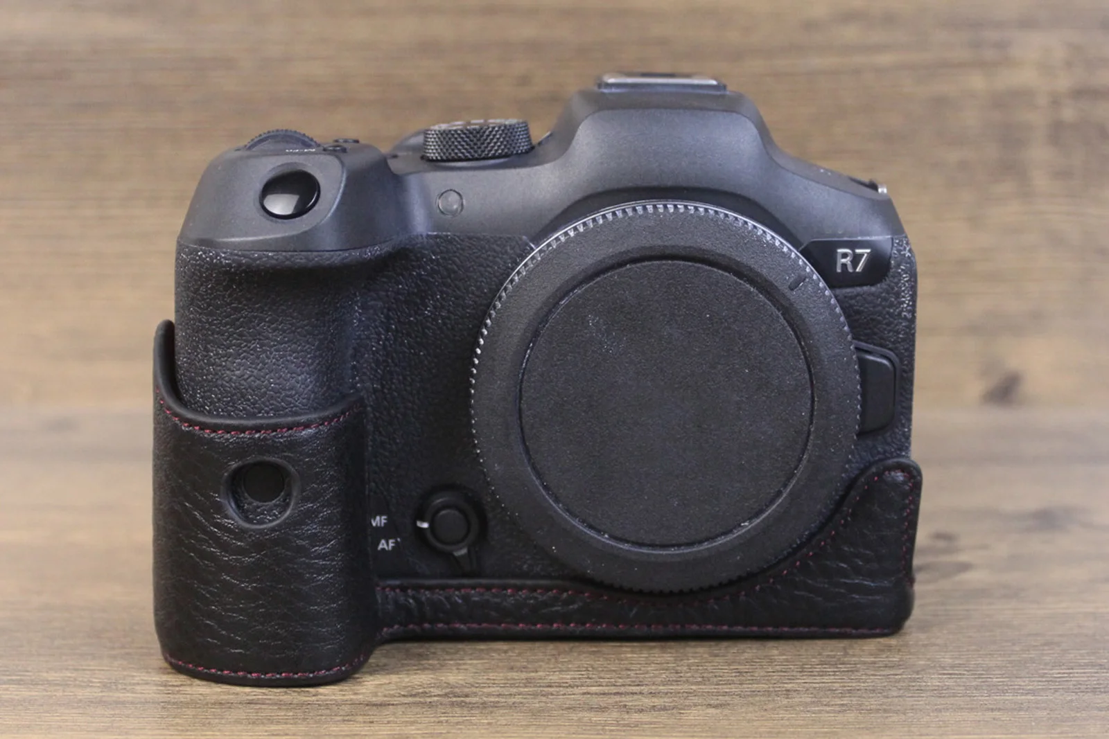 حقيقي حقيقي جلد نصف حافظة قبضة لكانون EOS R7