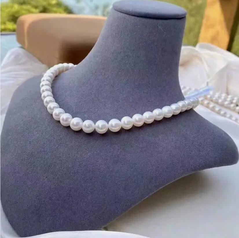 

classic 10-11mm south sea round white pearl necklace 18inch 925s