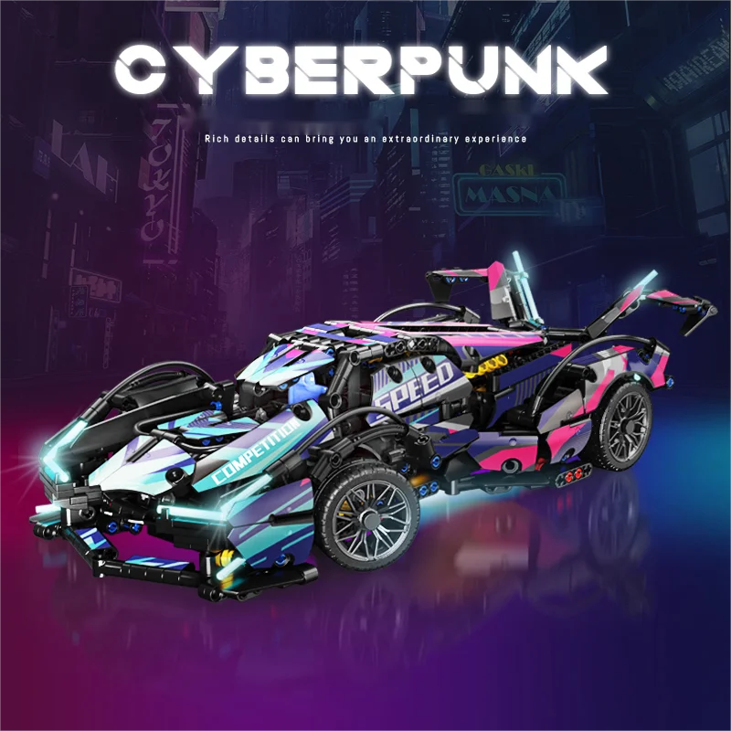 Technical RC LED Drift Racing V12 Concept Remote Control Lamp Sports Car Building Blocks Birthday Gifts for Boys and Kids