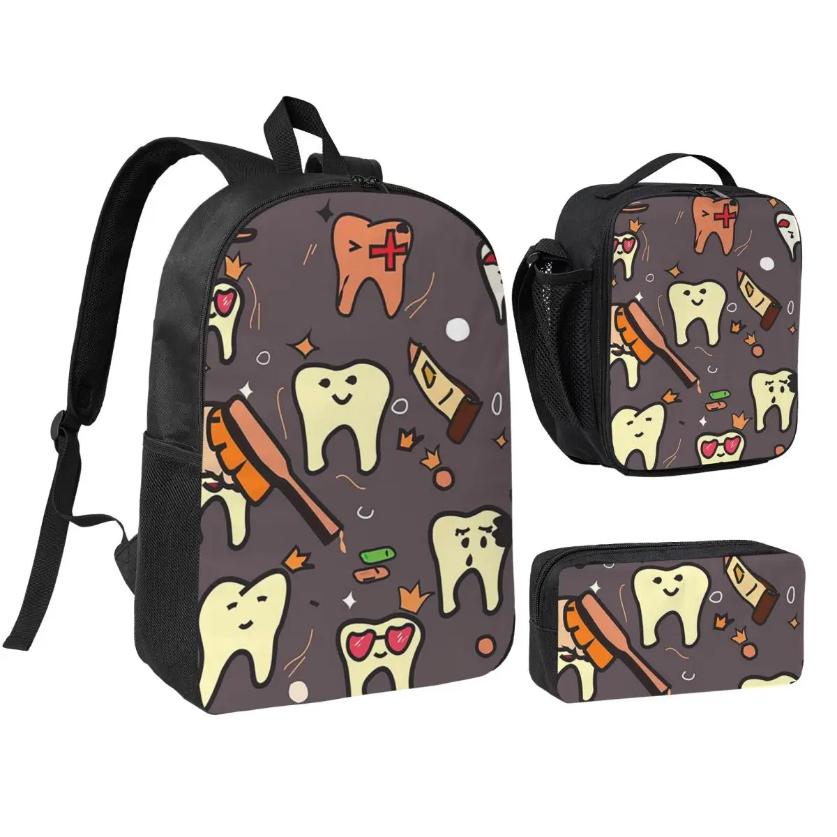 

Dentist Pack Backpack Student BookBag School Bag Shoulder Bags 3ps Insulated Lunch Bag Pencil Case