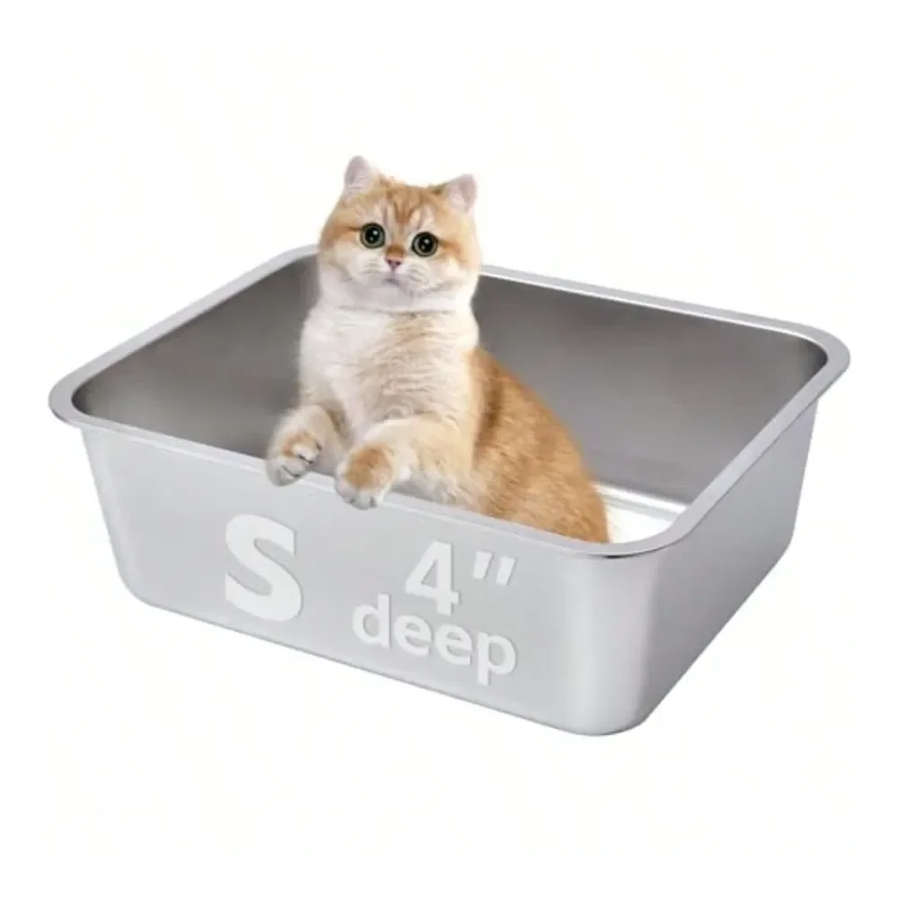 

Cat Litter Box Litter Box Cat AccessoriesSteel Litter Box Metal Litter Box Cat Litterbox For Kitten Kitty Rabbit 6 High Side Cat