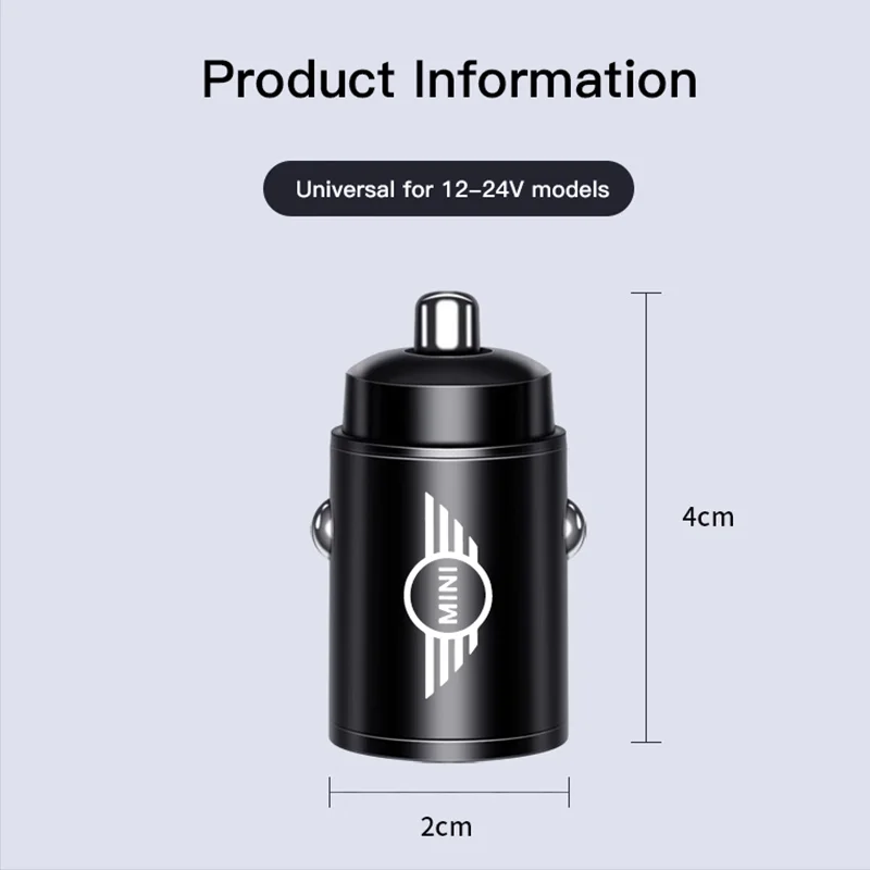 100W/200W QC3.0 PD Mini Car Charger 12-24V Lighter Fast Charging Car USB Type C Charger for Mini Cooper One JCW F54 F55 F56 F57