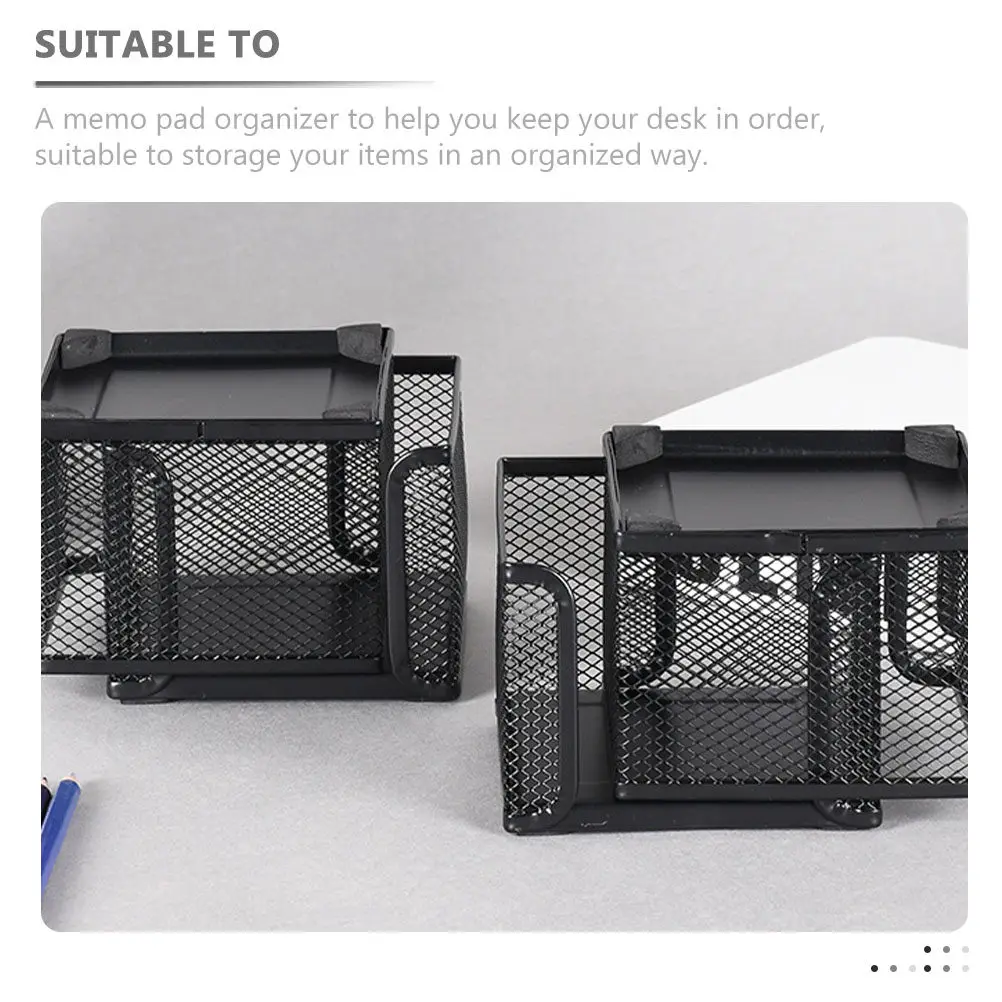 2Pcs Sturdy Metal Memo Papers Holder Desktop Notepad Container Small Exquisite Organizer for Scissors Cards Pads Office Supplies
