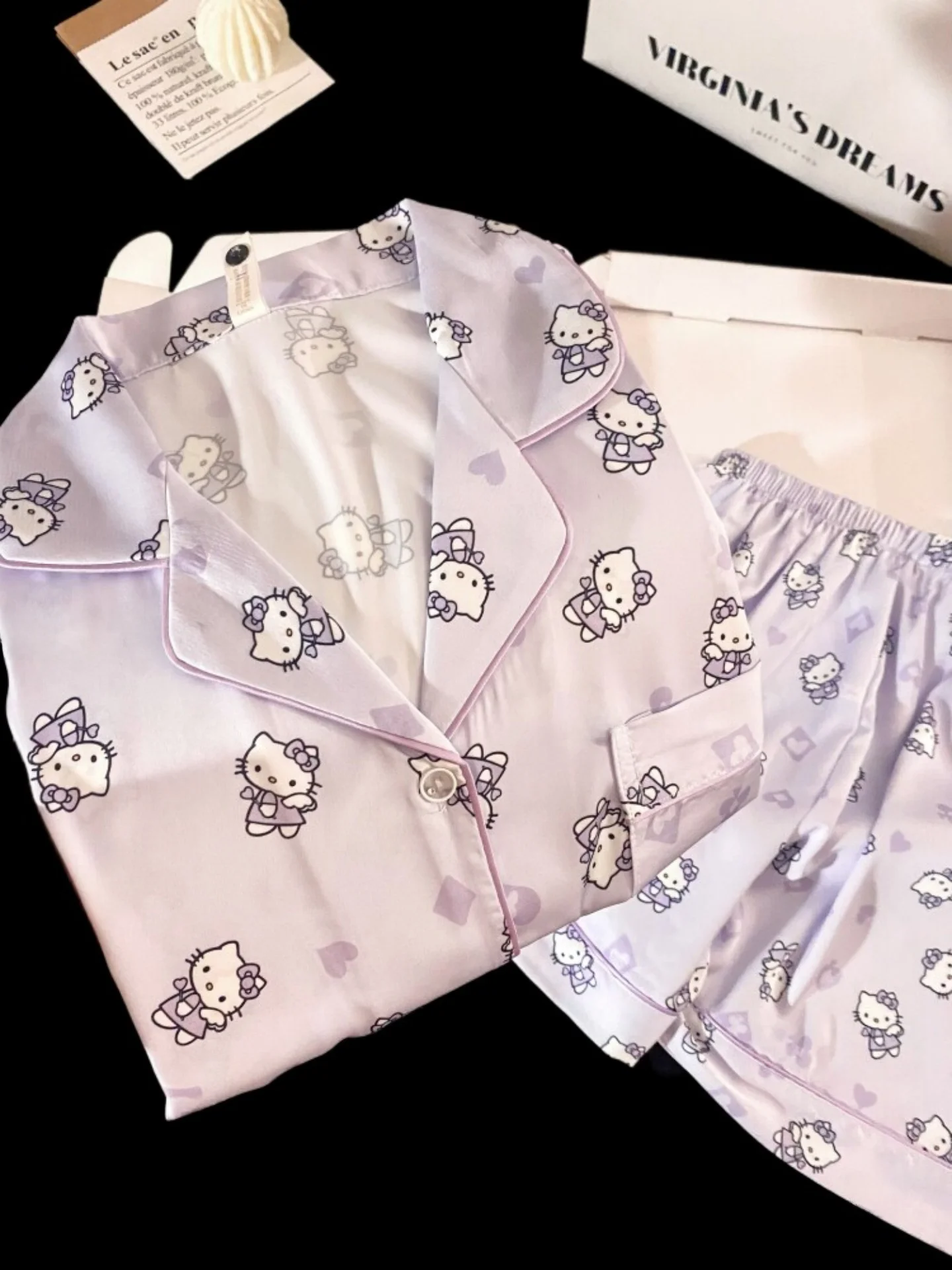 gpjp-lindo-pijama-de-verano-para-mujer-de-seda-fria-manga-corta-con-diseno-de-gato-morado-ropa-de-casa-suave-y-comoda-camison-de-dibujos-animados