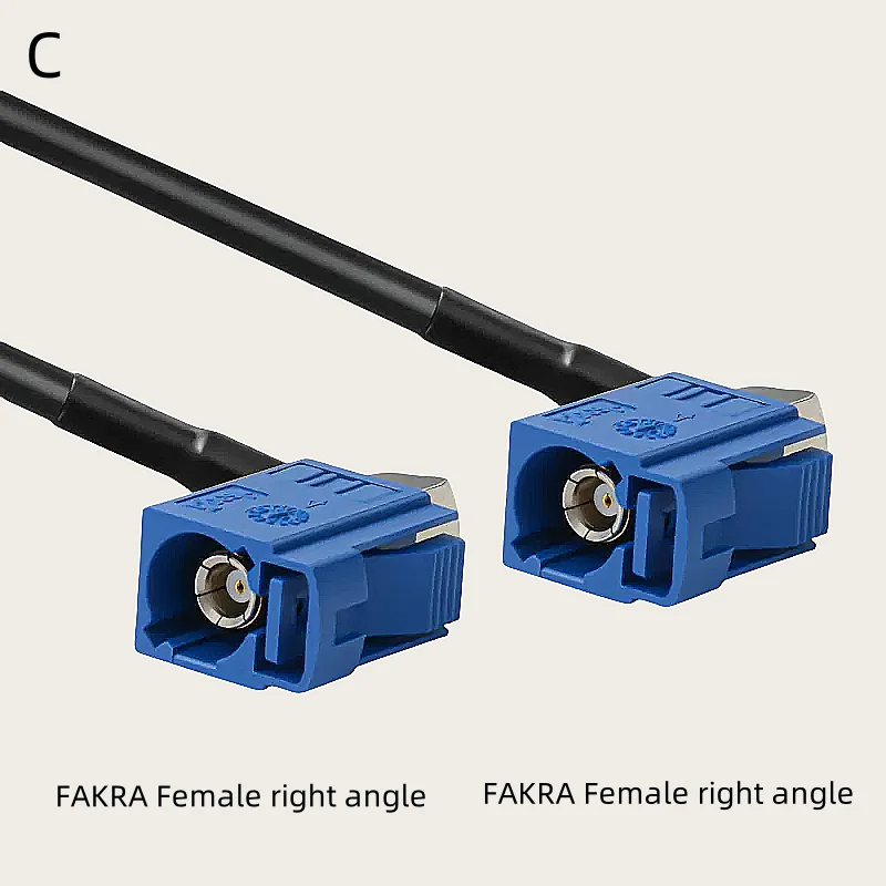 FAKRA Female to Female right angle Reverse Camera Video Cable Adapter SYWV50-2/RTK031 Coaxial Cable FAKRA A B C D E F G H I K Z