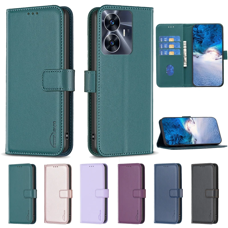 

For Realme C53 C55 Case Leather Wallet Flip Case For OPPO Realme C53 C55 C 53 55 RealmeC53 Cover Coque Fundas Shell 2023