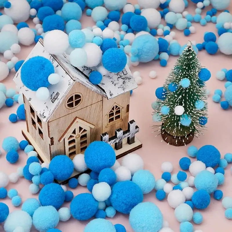 Mixed Fluffy High Elasticity Soft Pompoms Christmas Color Series Diy Hand-sewn Craft Children's Toys Christmas Decoration Mater