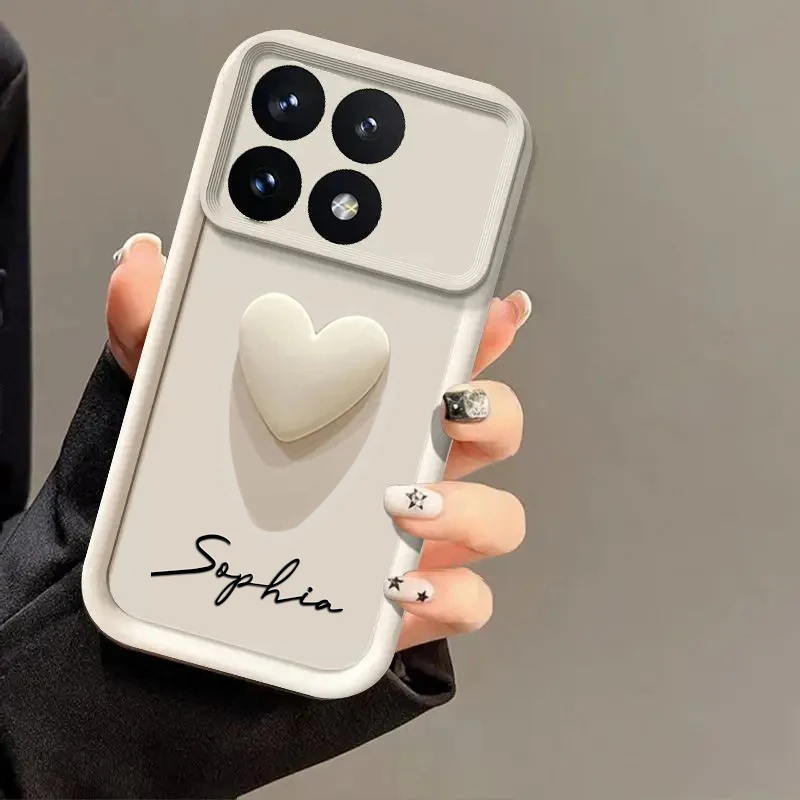 For Xiaomi Poco X6 Pro 5G Personalized Custom Name Case 3D Love Heart Candy Bumper Cover Xiaomi PocoX6 Pro 5G