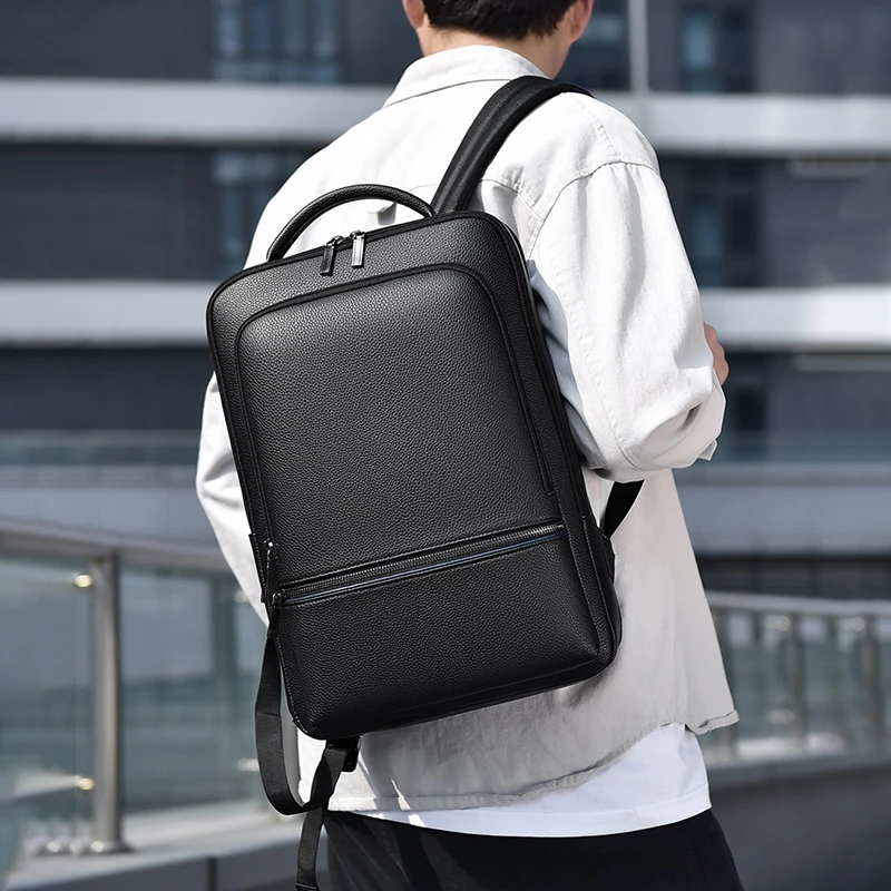 Mode männer PU Leder Rucksack USB Lade Executive Aktentasche Büro Reise Laptop Büro Business Casual Rucksack Tasche