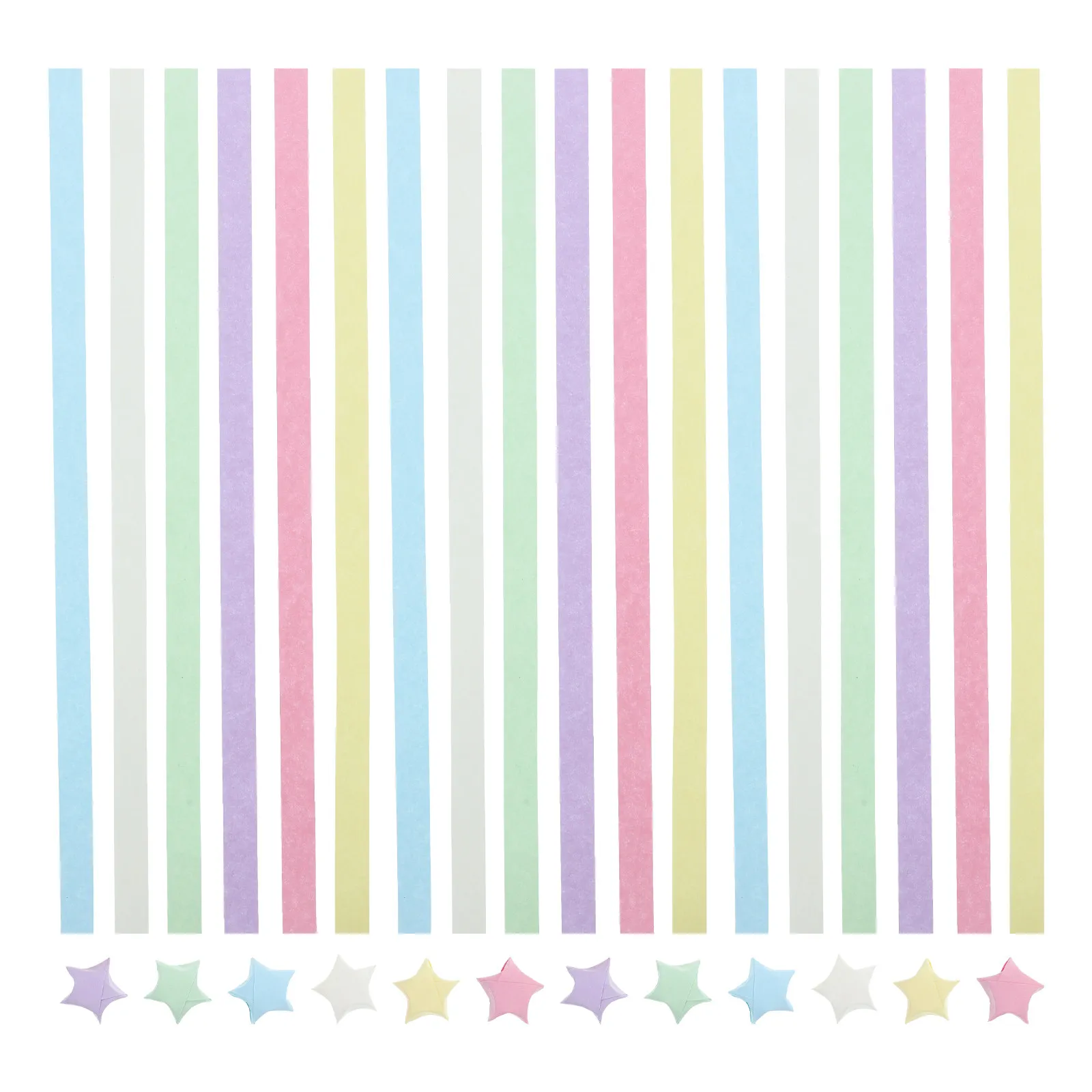 540Pcs Lucky Star Paper Origami Star Strips Pastel Colorful Decorative Textured Paper for DIY Handmade Scrapbook Emboss Glitter