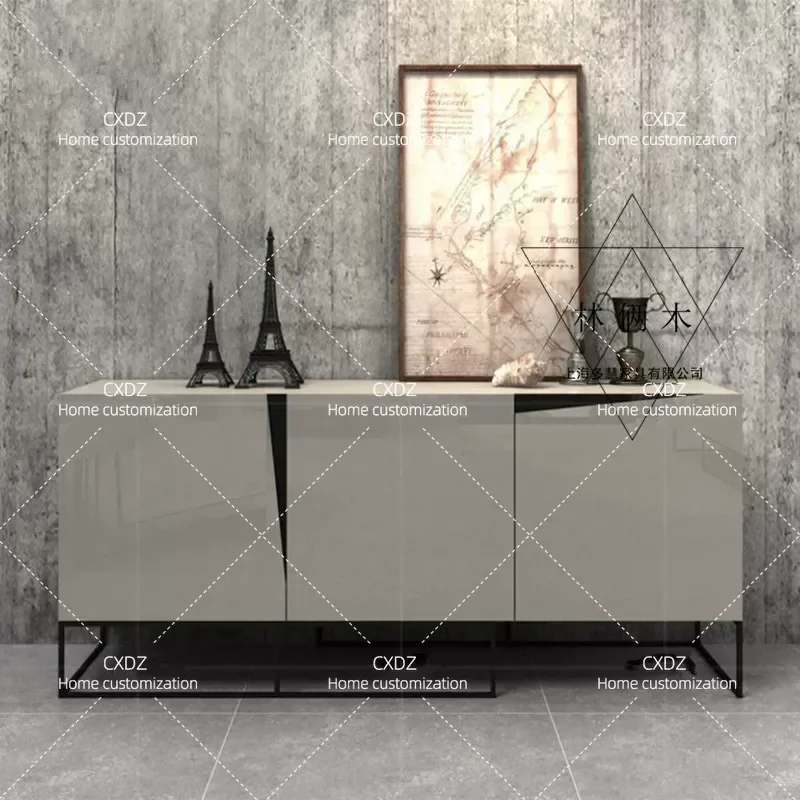White Piano Finish Dining Sideboard Light Luxury Tea Cabinet Storage Cupboard Creative Personalized Locker Customizable