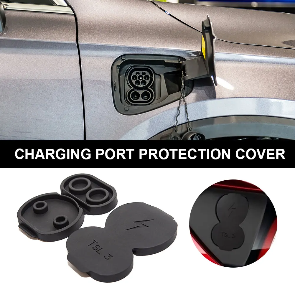 Silicone Car Charging Port Plug Cover European Standard Waterproof Anti-Dust Charger Hole Protector Cover for Tesla Model 3/Y ﻿