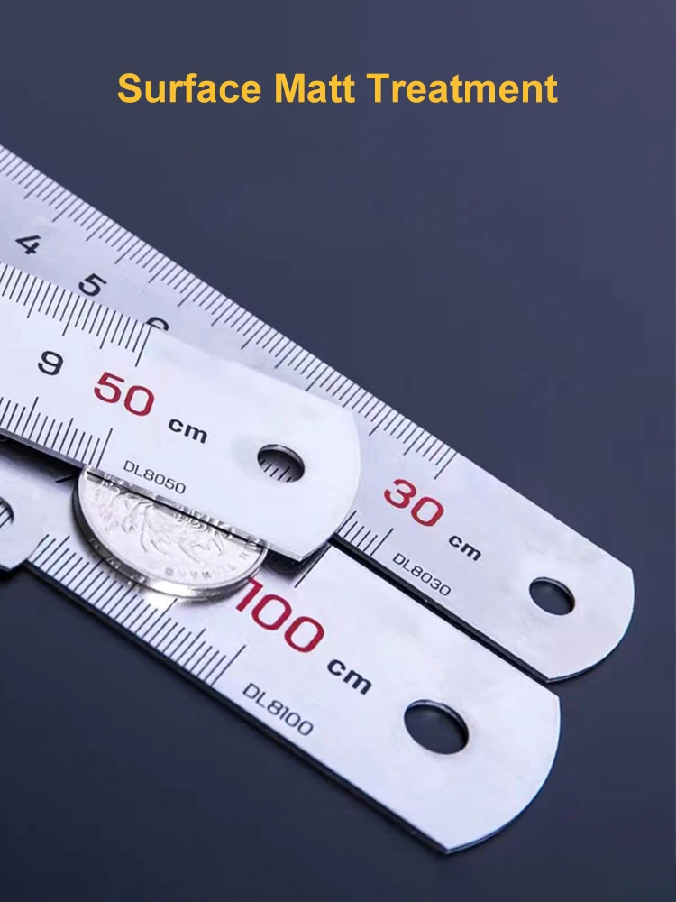 Stainless Steel Straight Ruler Centimeter Rule Precision Measuring Tool 15cm/6 inch 30cm/12 inch 50cm School Office Supplies