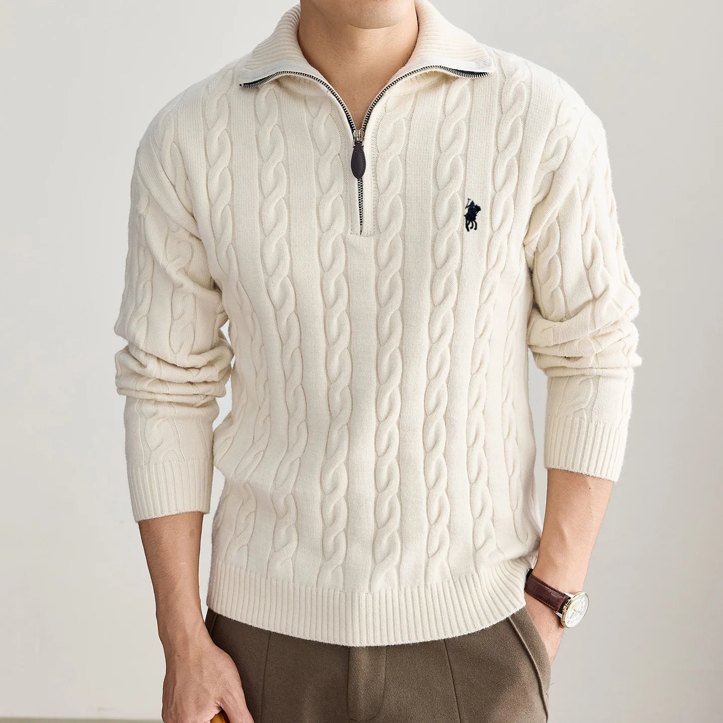 High End Men's Sweater Fashion Autumn Winter New Paul Pony Embroidery Design Luxury Brand Classic Jacquard Casual Knit Pullover