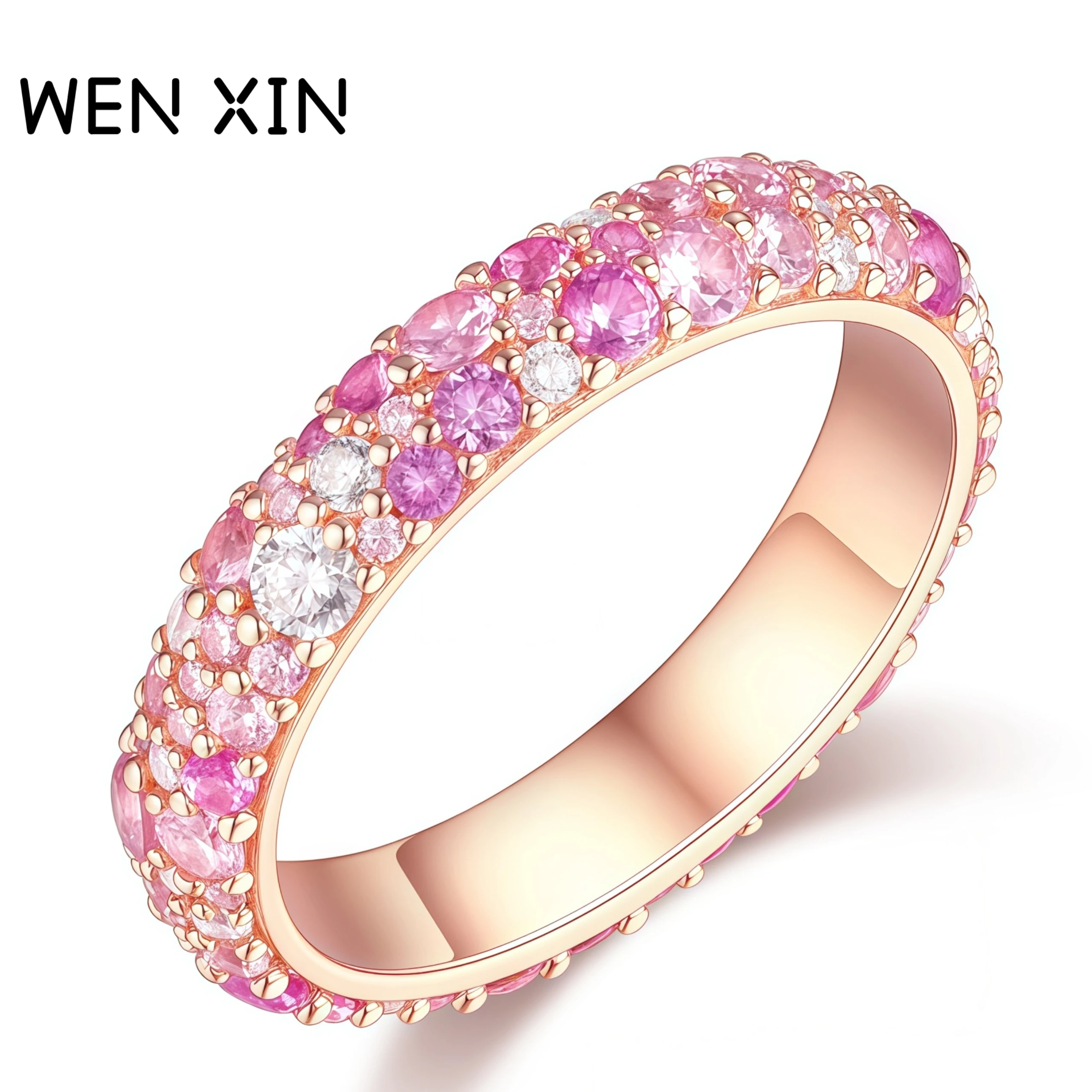 

WENXIN Бренд Люкс Бренд Дизайнер Горячие Продажи Кольцо Звездного Неба Звездное Небо Розовый Бриллиант Кольцо Высокоуглеродистый Бриллиант Кольцо Ювелирные Изделия