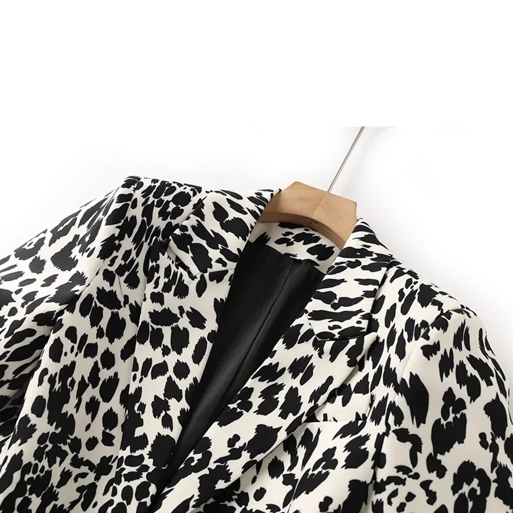 Blazer de manga comprida leopardo feminino, jaqueta formal feminina, botão único, casaco fino, roupas de trabalho de negócios, senhora do escritório, feminino