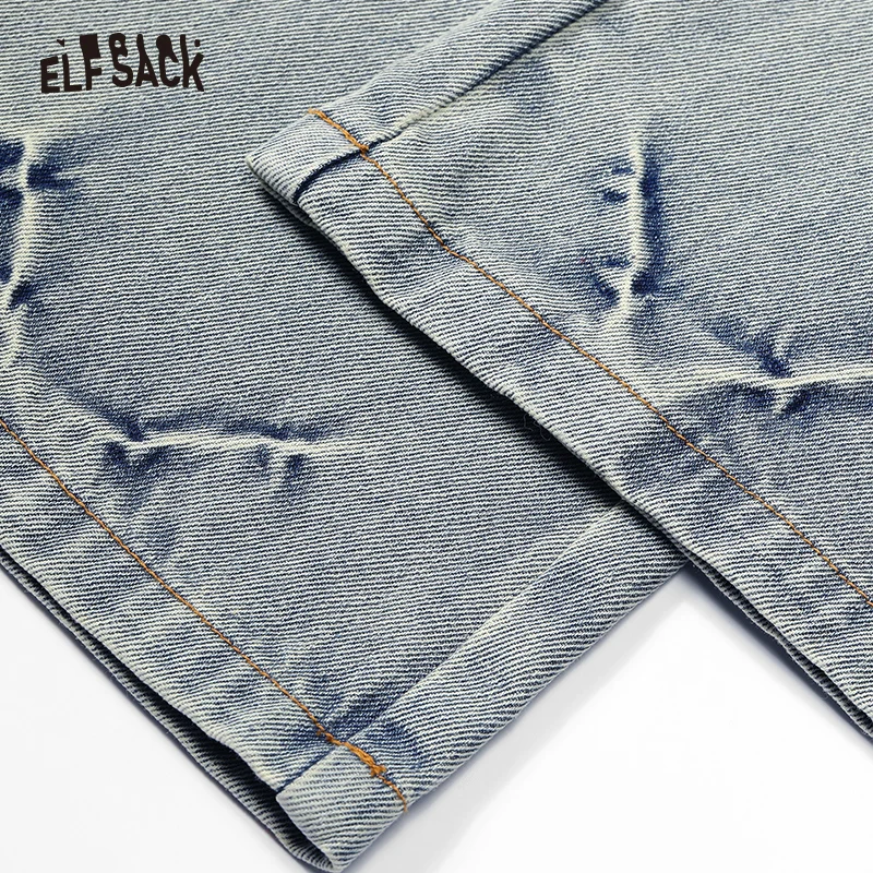 ELFSACK 2024 Winter New Arrivals High waist washed slim bootcut jeans for women