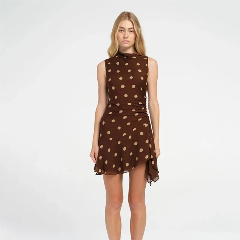 

Summer Fashion Sexy Waist-Close Short Skirt Hot Selling Chiffon Polka Dot Condensed Women's Dress Elegant Party Club Clothing