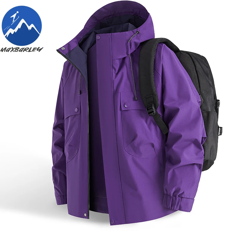 Maxbarley Camping Jacket Men 2025 Autumn New Brand Soft Shell Waterproof Tooling Windbreaker Hiking Hooded Windproof Work Coats