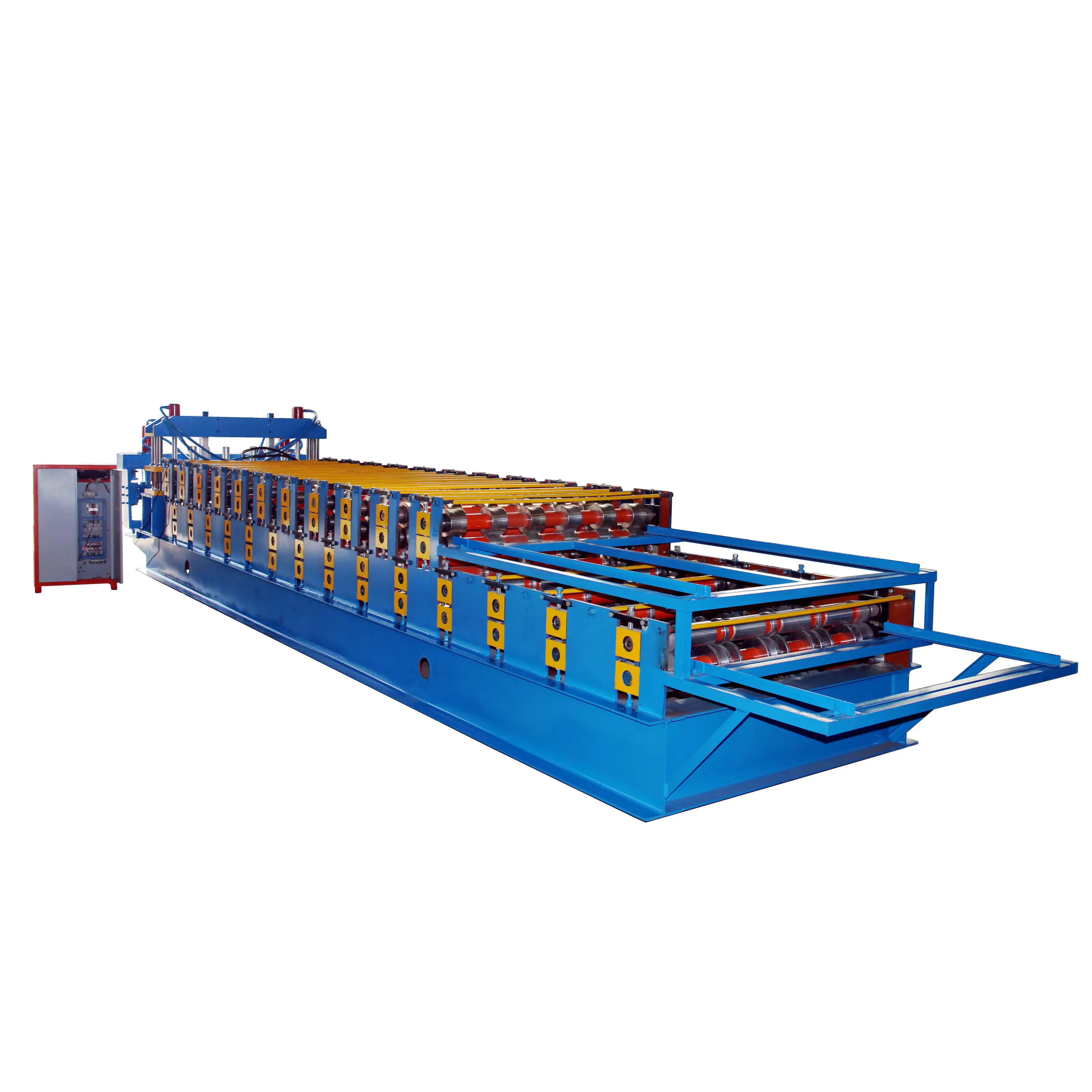 Automatic PPGL RIB Panel Double Layer Trapezoidal Metal Roofing Tile Making Machine Corrugated Roll Forming Machine