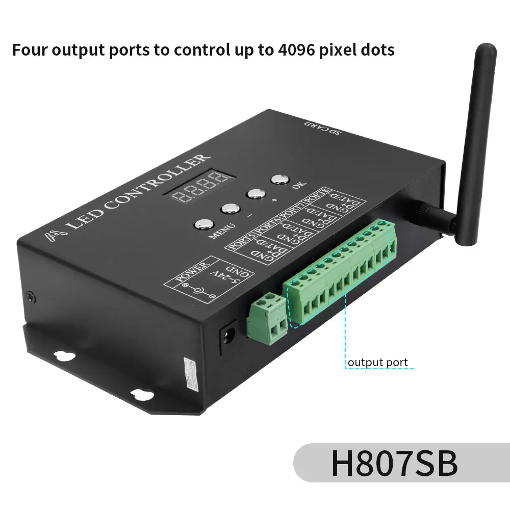 H807SA 8CH WS2811 WS2812B Art-Net DMX512 SPI LED Controller H807SB WIFI 4CH WS2812 WS2813 WS2815 APA102 Pixel Controller 5-24V