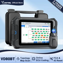 VDIAGTOOL VD80BT Car Diagnostic Tool Automotive OBD2 Scanner with Topology Map 42+ Reset ECU Coding Active Test FCA/CAN FD/DOIP