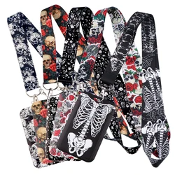 Human Skeleton Lanyard Halloween Card Holder Student Hanging Neck Phone Lanyard Badge Subway Access Card Holder Gift For Friends