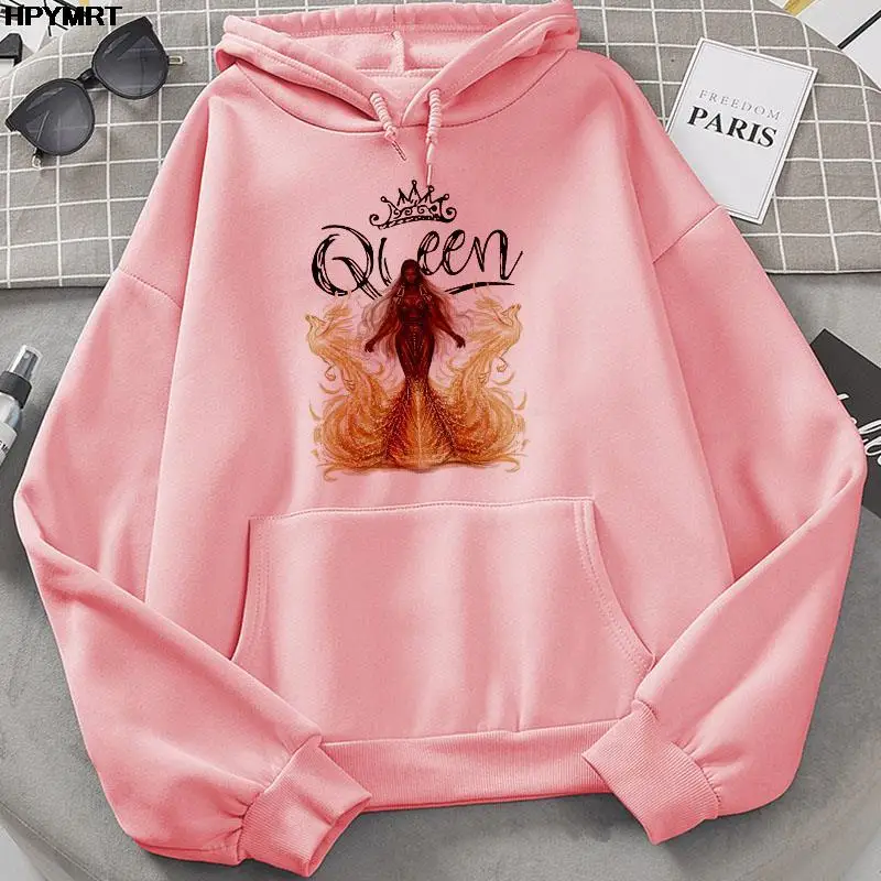 Autumn Winter Women's Queen Printing Hooded Female Thicken Warm Hoodies Lady Autumn Tops Sweatshirts Drawstring Pocket hoodie